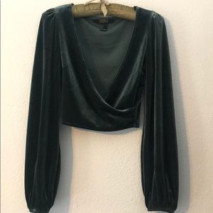Velvet wrap crop top